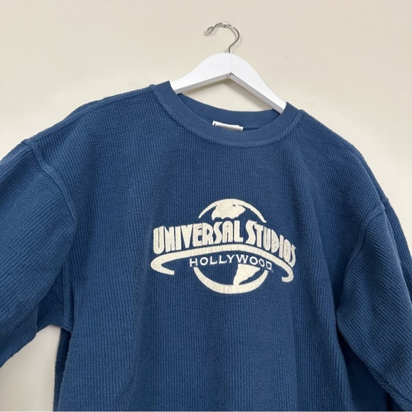 Vintage Universal Studios Corduroy Crewneck Sweatshirt Blue - Picture 2 of 9
